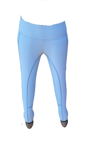 New Silicone Grip Horse Riding Leggings Tights Phone Pocket, BABY BLUE