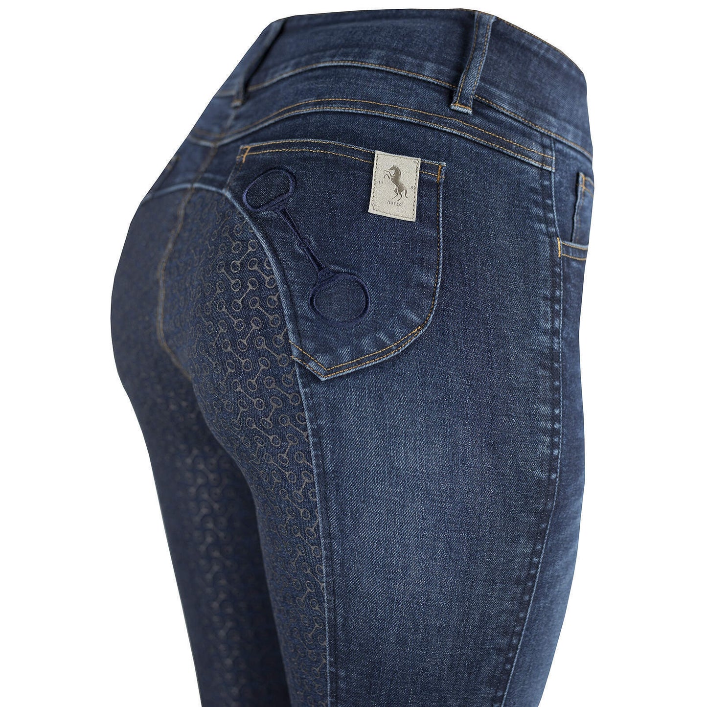 New Horze Kaia Women High Waist Denim Silicone Full Seat Breeches(36656)