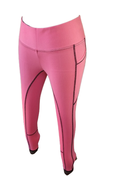 New Silicone Grip Horse Riding Leggings Tights Breeches Phone Pocket PINK