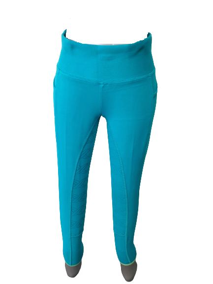 NEW Full Silicone Grip Horse Riding Tights Breeches Phone Pocket,Aqua