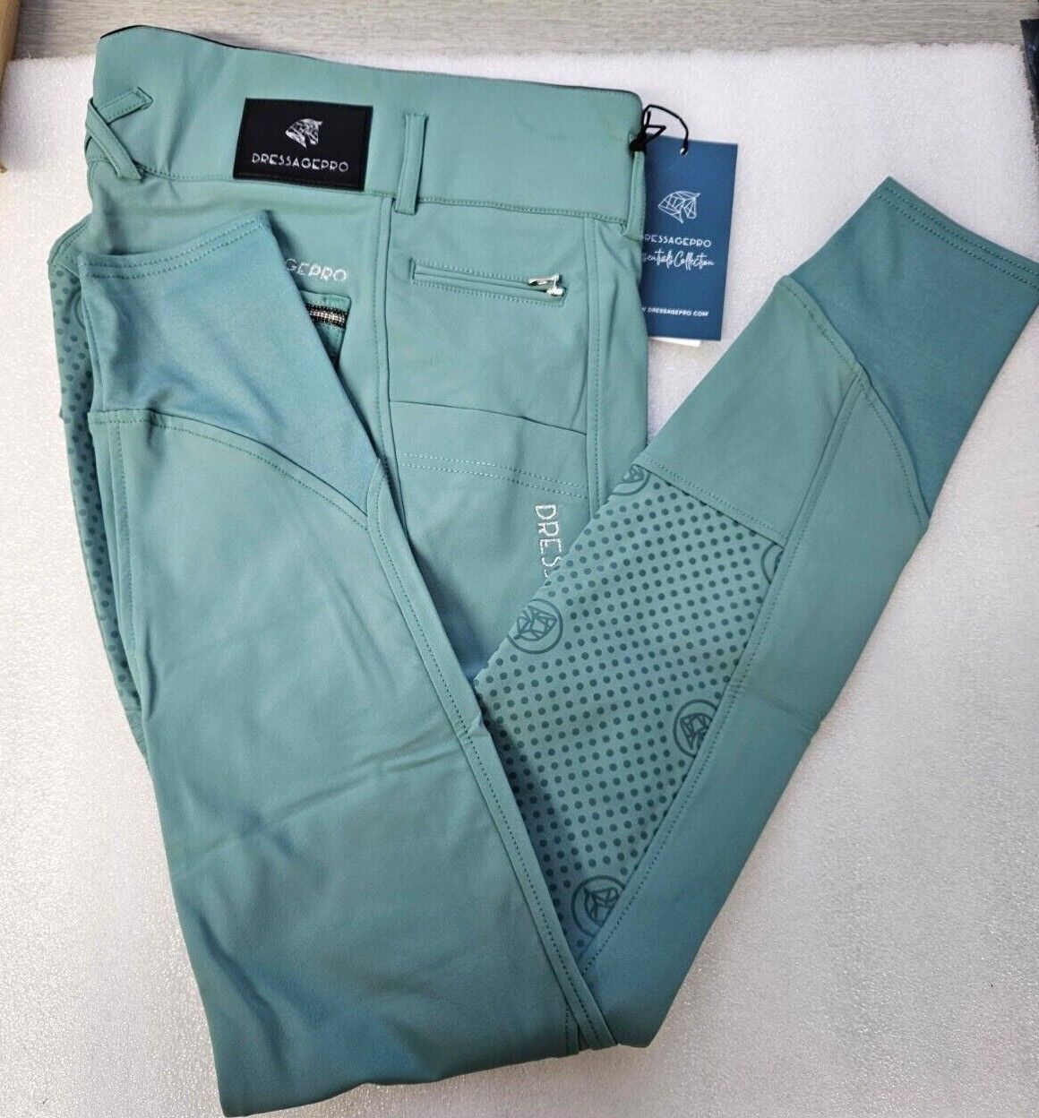 NEW DRESSAGE PRO ESSENTIAL PERFORM BREECHES, DARK MINT (006802 ADD)