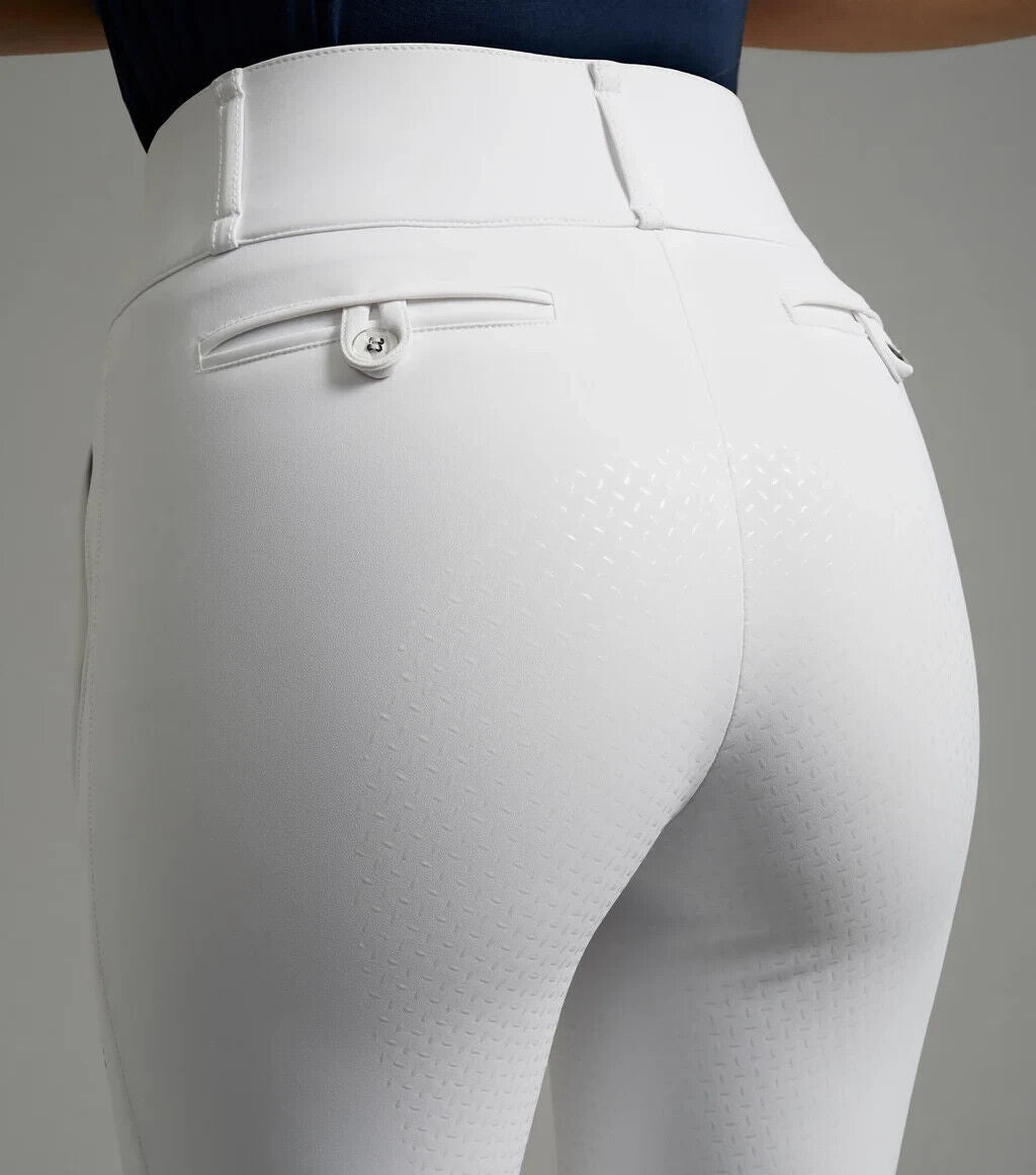 P E Aradina Ladies Full Seat Gel Competition Riding Breeches White UK 32" EU44