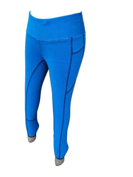 New Silicone Grip Horse Riding Leggings Tights + Phone Pocket BLUE
