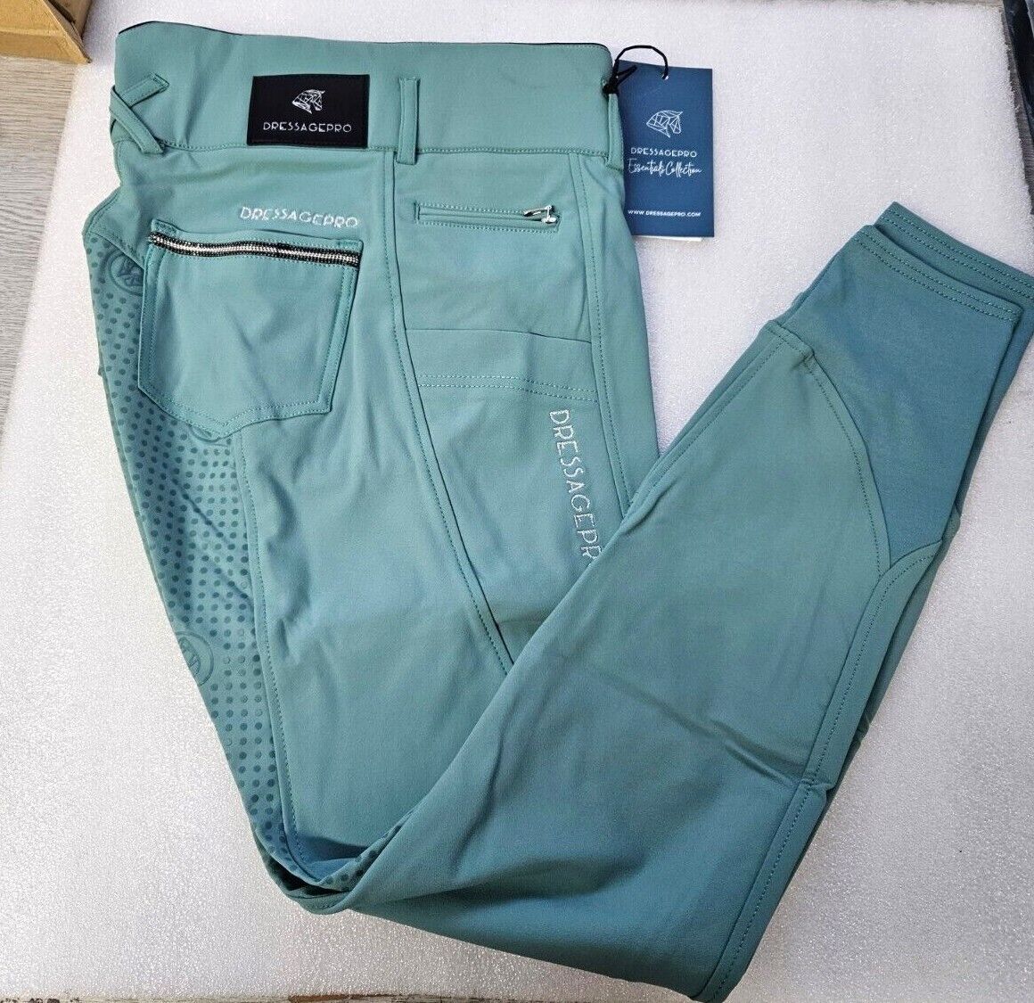 NEW DRESSAGE PRO ESSENTIAL PERFORM BREECHES, DARK MINT (006802 ADD)
