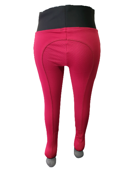 NEW Full Silicone Grip Horse Riding Tights Breeches Phone Pocket, Wine Red