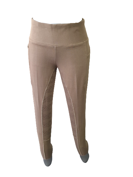 NEW Full Silicone Grip Horse Riding Tights Breeches Phone Pocket Fungl Brown