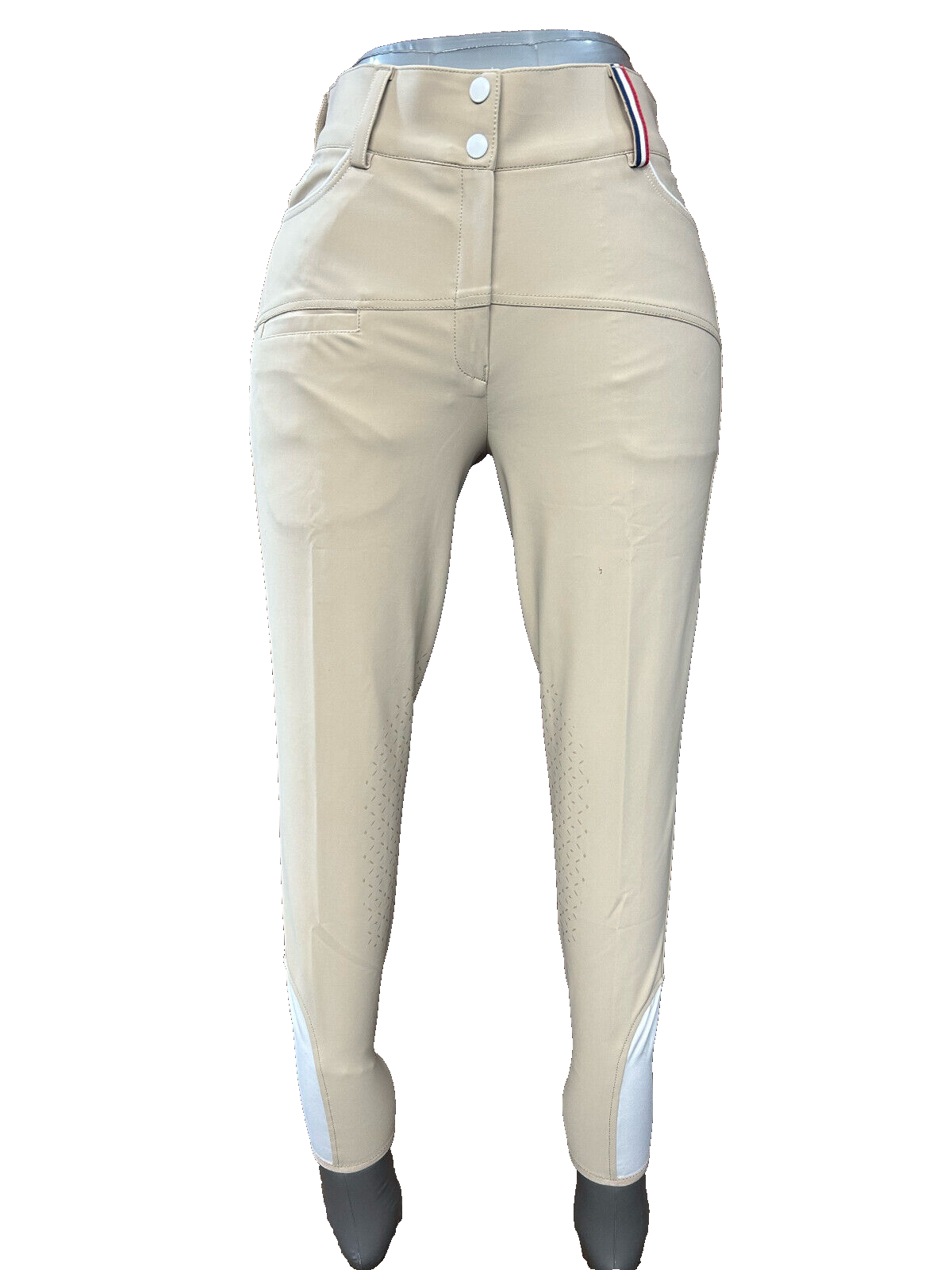 T DE T PARIS Ladies Silicone Knee Grip Beige Breeches (S3)
