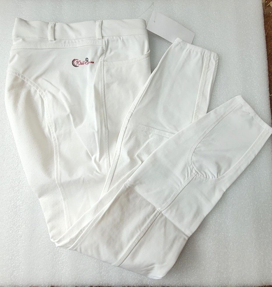 Cwell Equine Women's Full Seat Grip Silicone Riding Breeches WHITE Colour