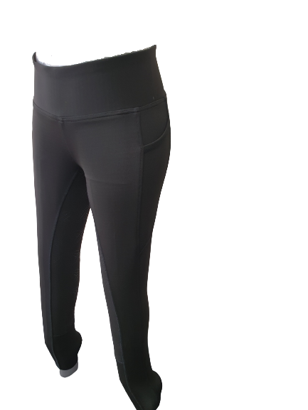 NEW Full Silicone Grip Horse Riding Tights Breeches Phone Pocket Black
