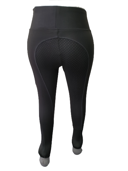 NEW Full Silicone Grip Horse Riding Tights Breeches Phone Pocket, Black (AS)
