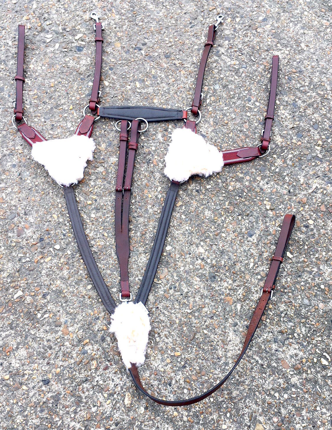 NEW Leather 5 Point Breastplate with Running Martingale Attachment Cherry Brown