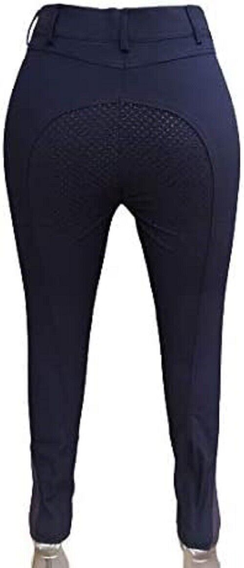 Cwell Equine Women's Full Seat Grip Silicone Riding Breeches Navy Colour