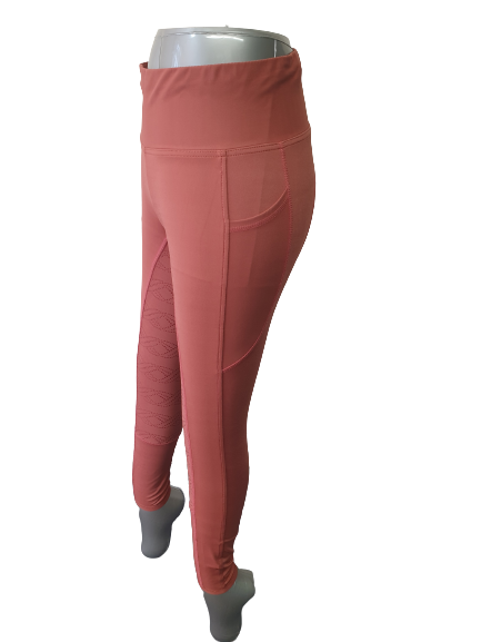 NEW Full Silicone Grip Horse Riding Tights Breeches Phone Pocket Marsala