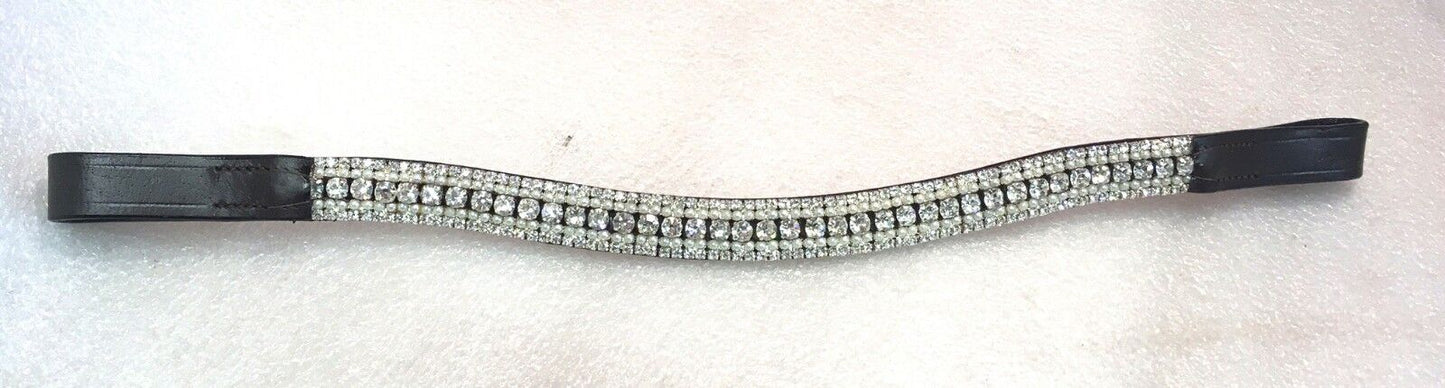 New BLING! Designer Look U 5 ROW clear crystal Browband Great Gift offer BLACK
