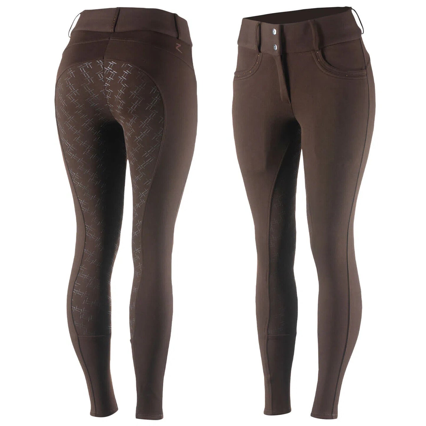New Horze Women's Mia Thermo Silicone Full Seat Breeches - Dark Brown (36053)
