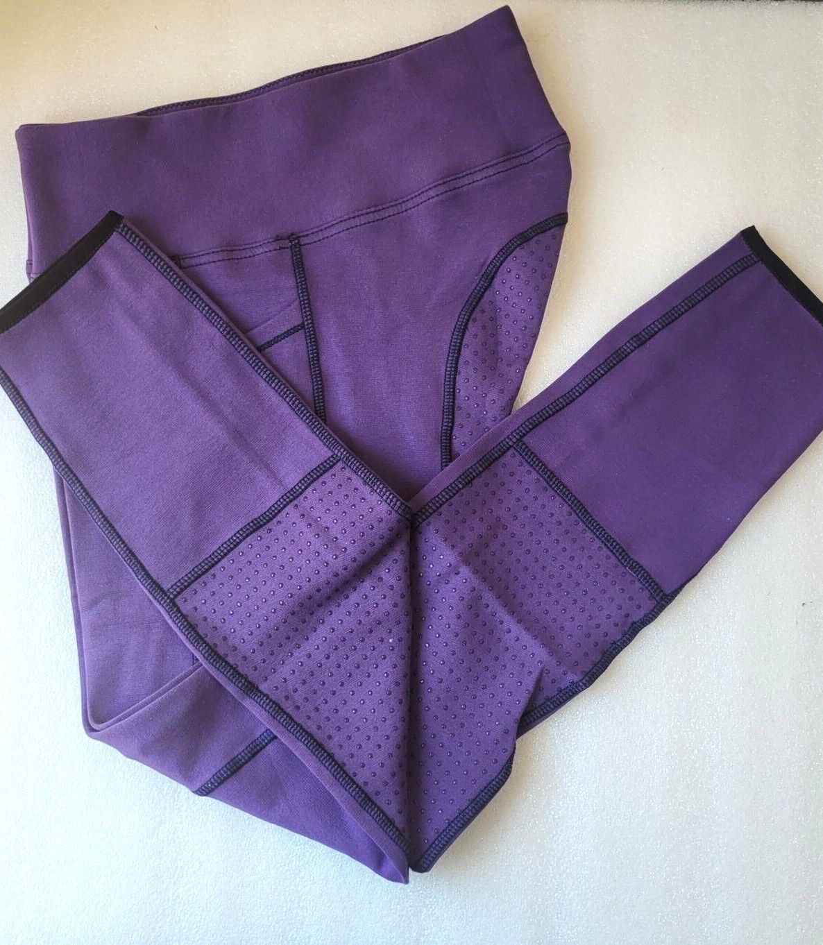 New Silicone Grip Horse Riding Leggings Tights + Phone Pocket PURPLE