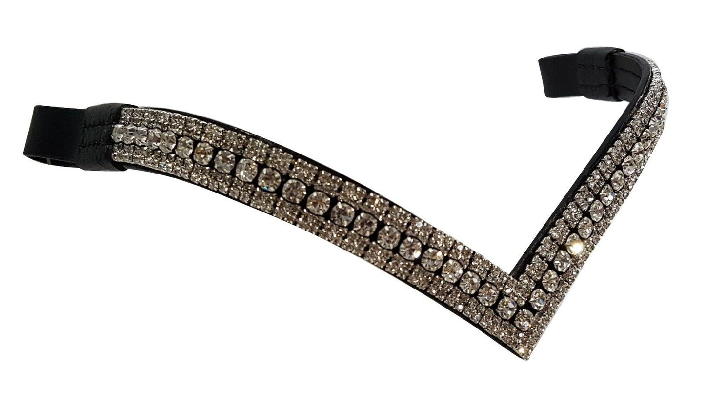 Cwell Equine Bling V Shape 5 Rows Diamante Clear Crystal Browband Dressage
