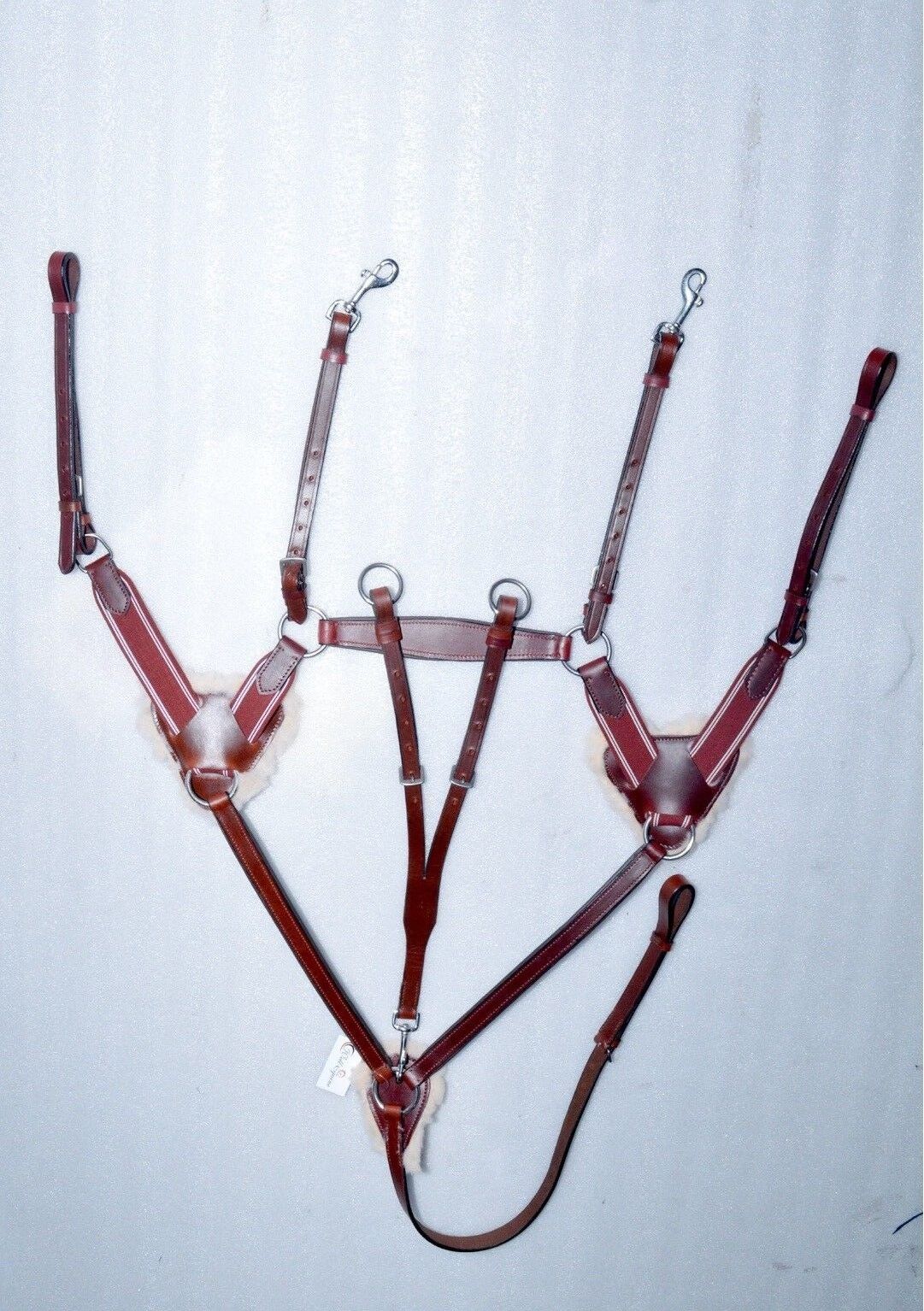 New 5 Point Breastplate + Martingale CHERRY Brown, XFull/Full/Cob/Pony On Sale