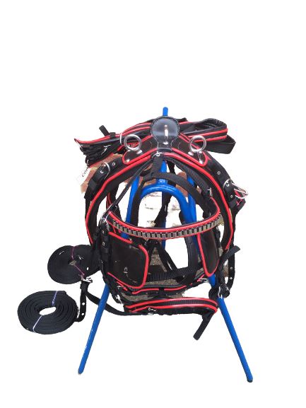 NEW Two Tone NYLON HORSE DRIVING CART HARNESS SADDLE BRIDLE F/C/P Black/Red