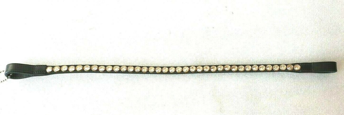 Designer Crystal Reverse Browband, Polo Leather Brass/Cry Black Full (844)