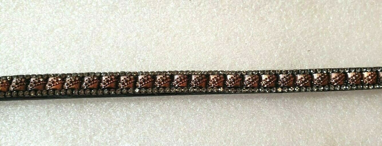 Designer Crystal Black Diamon Light Peach Browband ,Polo Leather Black Full(929)