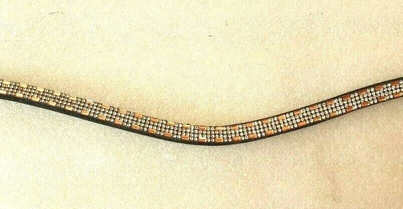 Designer Crystal Reverse 4Row U Shaped Browband ,Polo Leather Black Full (788)
