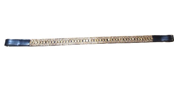 Designer Crystal Reverse 5Row Browband ,Polo Leather Black Full (896)