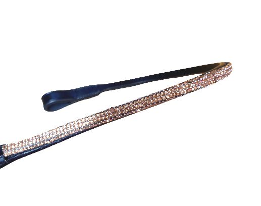 Designer Crystal Reverse Browband ,Polo Leather Black Full (1018)