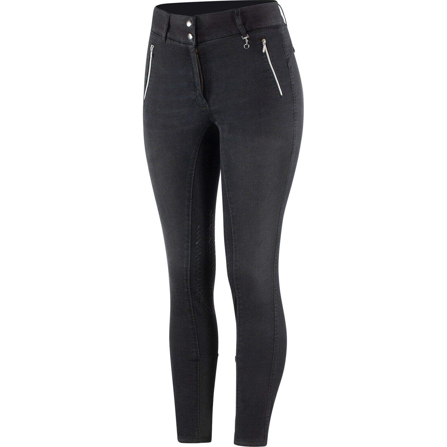Horze Nicole Denim Breeches with Silicone Knee Patch,DENIM ,UK 18 EU 44 (36087)