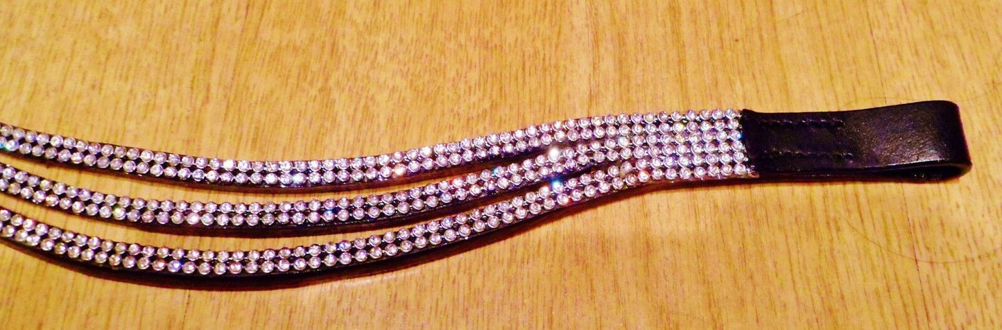 New Designer *** sparky smiley 6 Rows clear crystal Browband *** - cob (15 ")