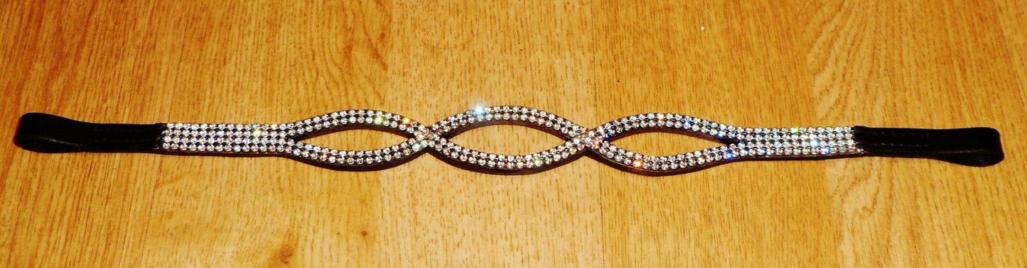 New Designer Clear Crystal Browband pony Size - 14" (Black) * Great gift idea