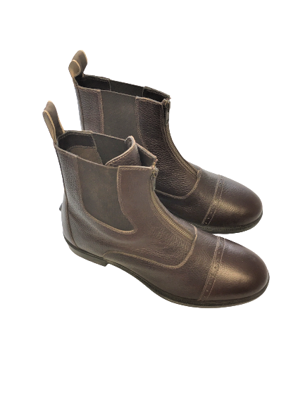 Cwell Equine Quality Leather Front Zip Jodhpur Paddock Boots Brown UK 6 EURO 39