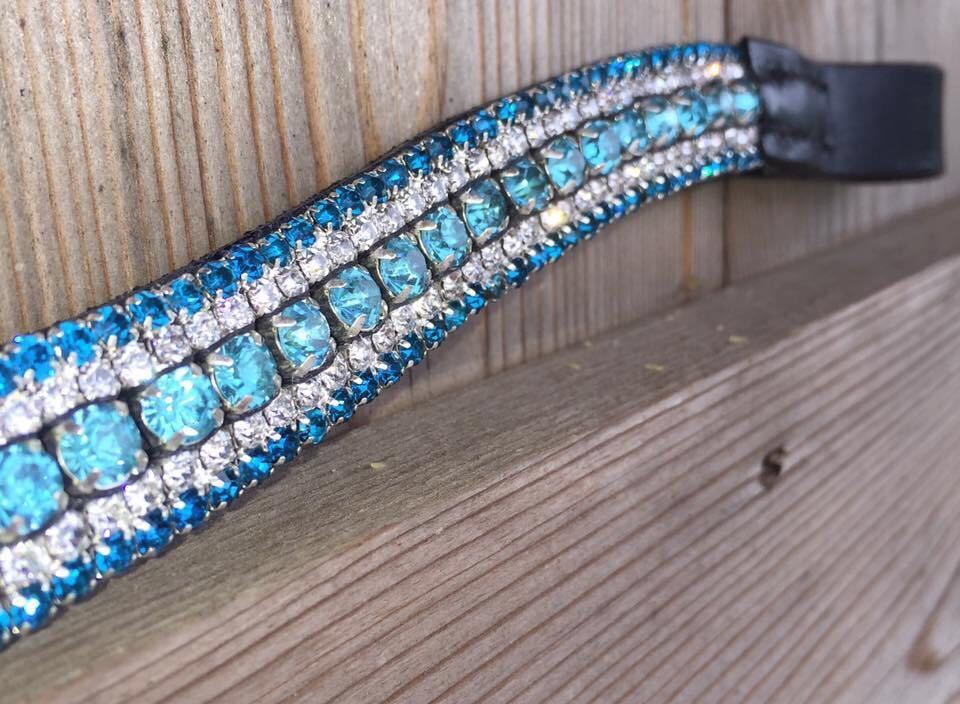 New BLING Designer Look TURQUOISE clear crystal Browband Great Gift offer BLACK