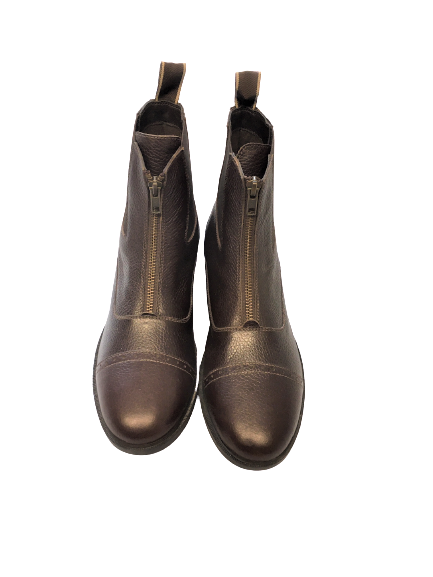 Cwell Equine Quality Leather Front Zip Jodhpur Paddock Boots Brown UK 6 EURO 39