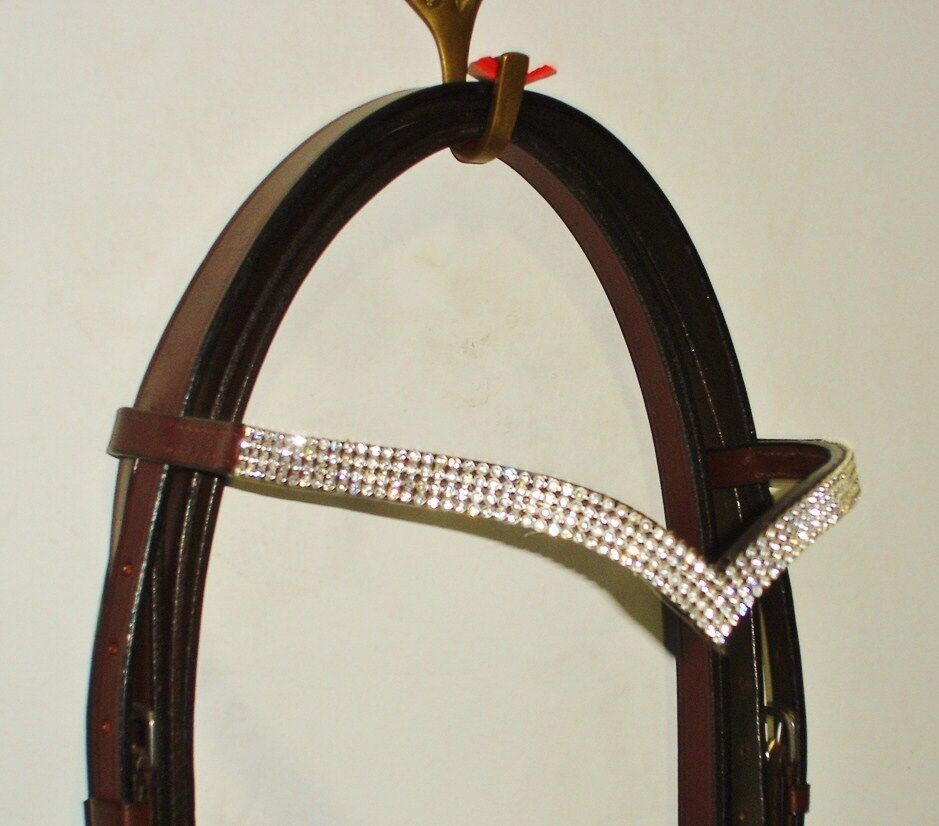 New Designer Ve 4 rows Clear Crystal Browband Great Gift Idea on *offer* Brown