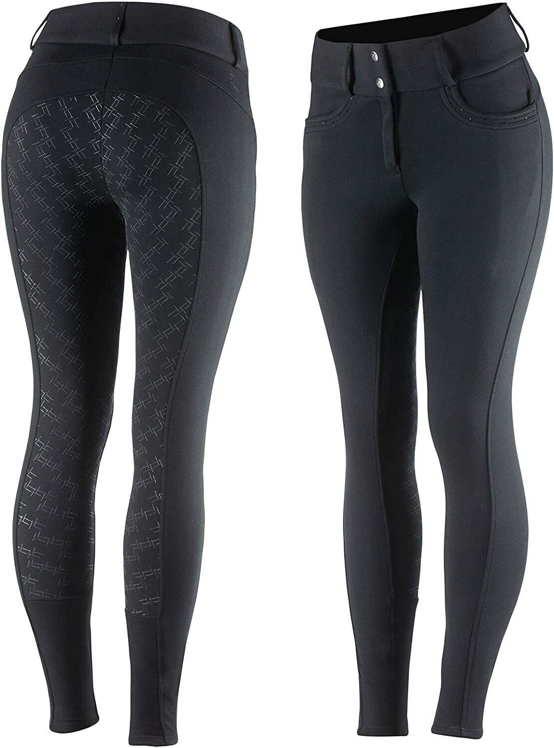New Winter Horze Mia Thermo Silicone Seat Breeches, BLACK UK 14 EU 40 (36053)