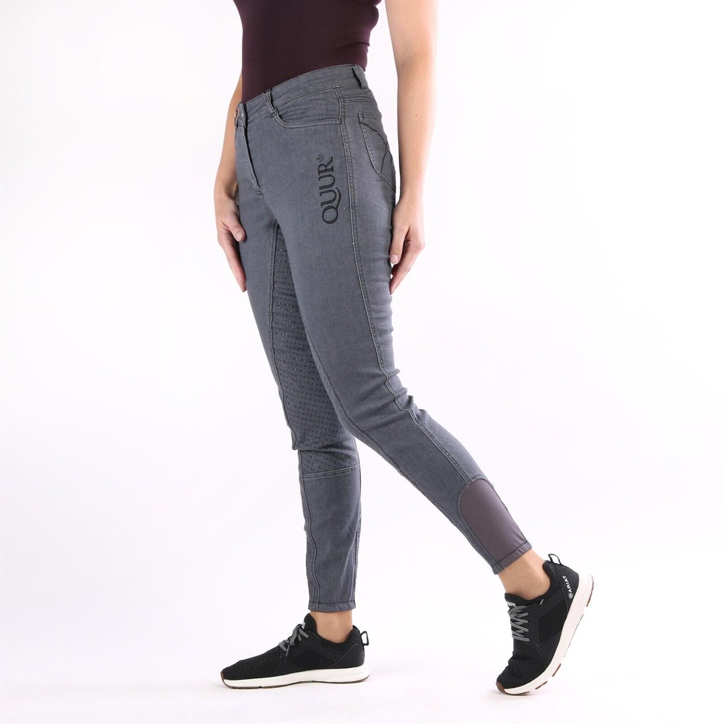 QUUR Equine Denim Riding Breeches, GREY Size UK 12 Waist 28" EU 40 (117390)