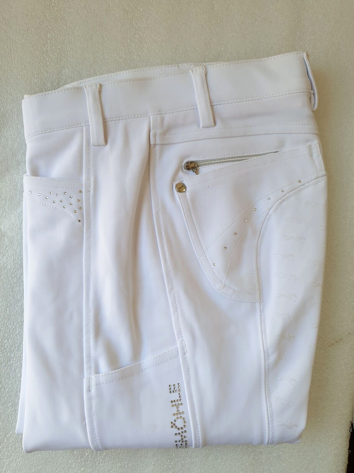 NEW Schockemohle Sports "Victory" Style Breeches - White EU 32 UK 20 DRESS 04