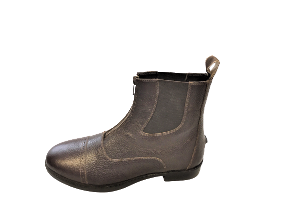 Cwell Equine Quality Leather Front Zip Jodhpur Paddock Boots Brown UK 6 EURO 39