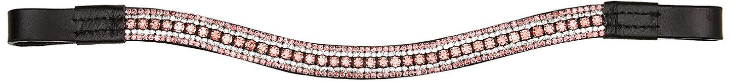 Cwell Equine Dressage Crystal Bling 5 Rows crystal Browband Pink crystal Rhinestones sparkly Black