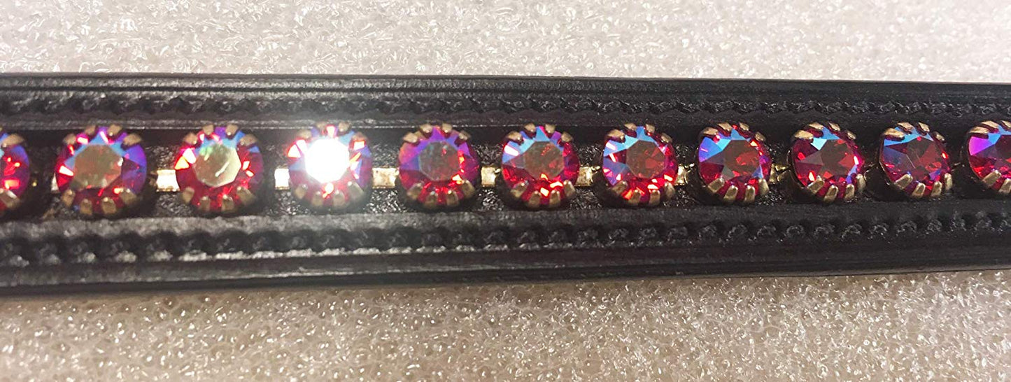 Cwell Equine English Leather Crystal Bling Browband Siam(Stellux) Black Full 16" (817)