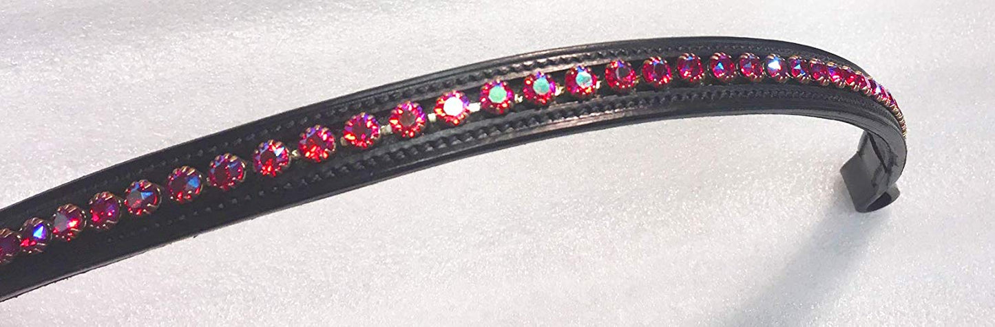 Cwell Equine English Leather Crystal Bling Browband Siam(Stellux) Black Full 16" (817)