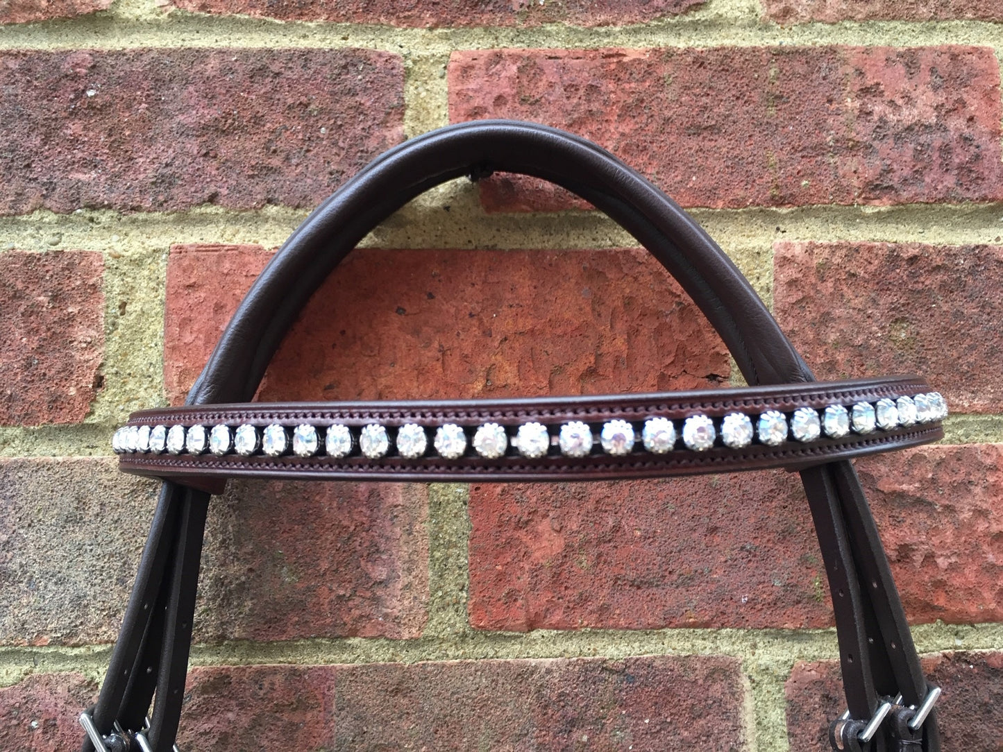 Cwell Equine Snaffle Bridle Liz Brown Italian Leather with Crystal Browband ( 778 )