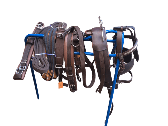 Cwell Equine Nylon + Leather HORSE DRIVING Cart Harness Saddle Bridle COB BROWN