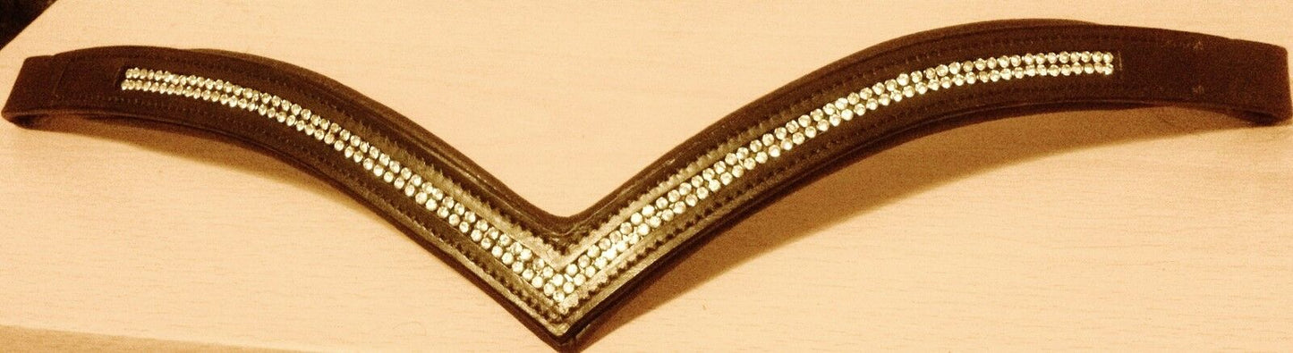 New Designer * 2 rows * Ve Crystal * Browband full Size - Black 16 inches sale