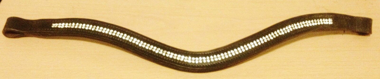 **New Designer (U) 2 rows sparky clear Crystal Browband full Size 16" Black ***