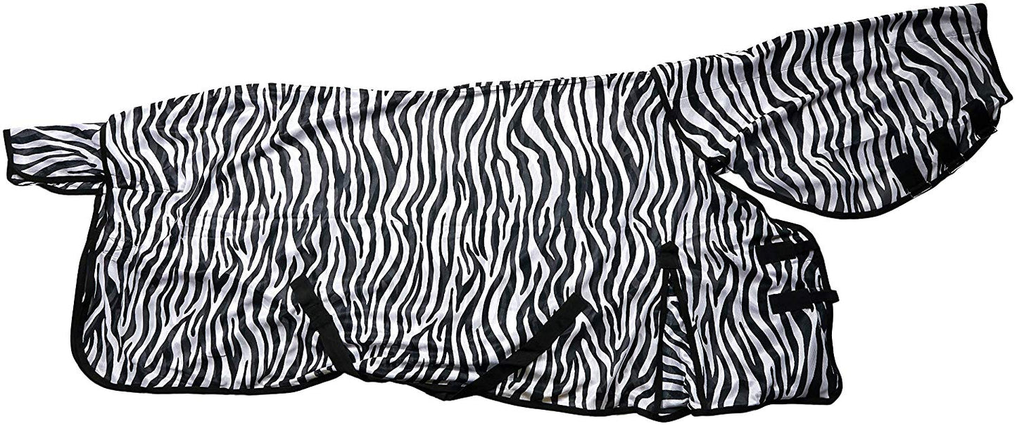 Cwell Equine New Bug Away Horse fly rug combo attached neck cover ZEBRA PRINT
