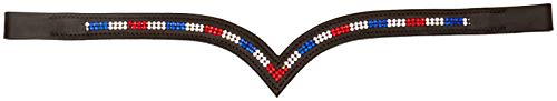 Cwel Equine New Designer (V) Shaped 2 Row *Team GB* Crystal Browband BROWN FULL/COB
