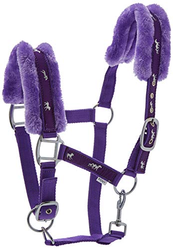 Cwell Equine New Mink padded HORSE COB PONY Nylon Halters/Headcollar Horse Print Lead set Lillac