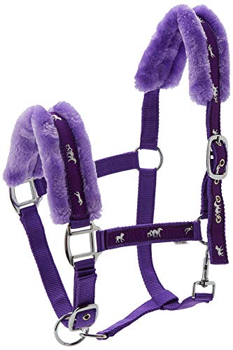 Cwell Equine New Mink padded HORSE COB PONY Nylon Halters/Headcollar Horse Print Lead set Lillac